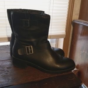 Black mid calf boots